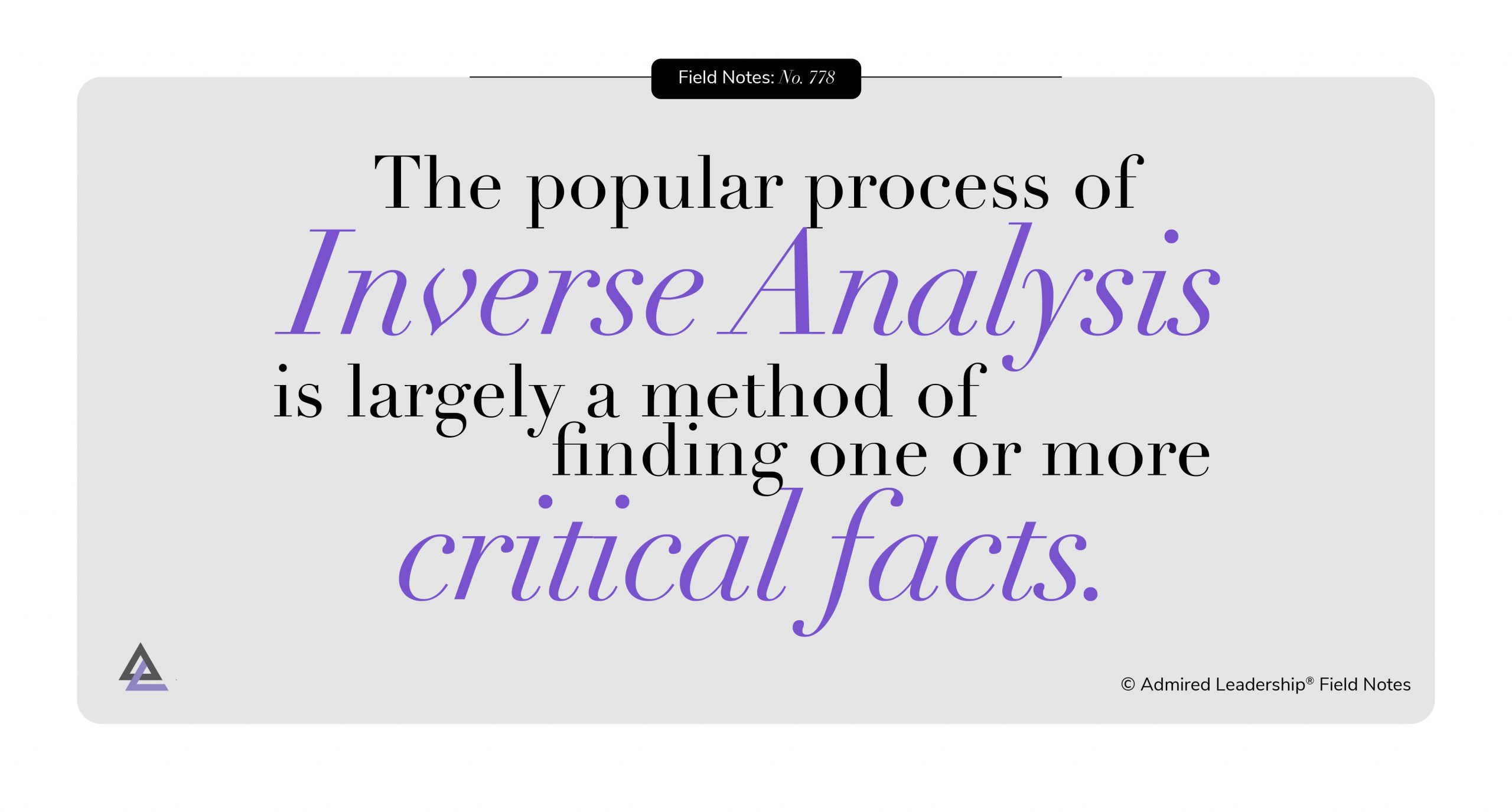 Sometimes a Key Fact Alters the Decision