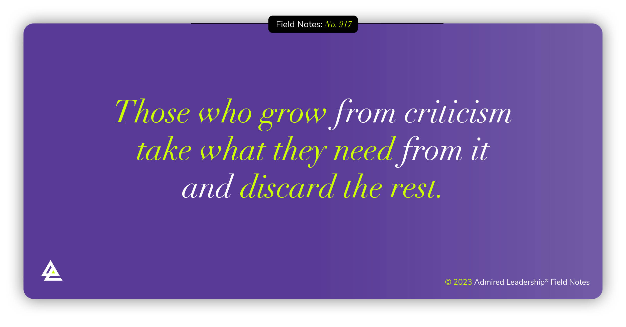 Select Wisely From the Menu of Criticism