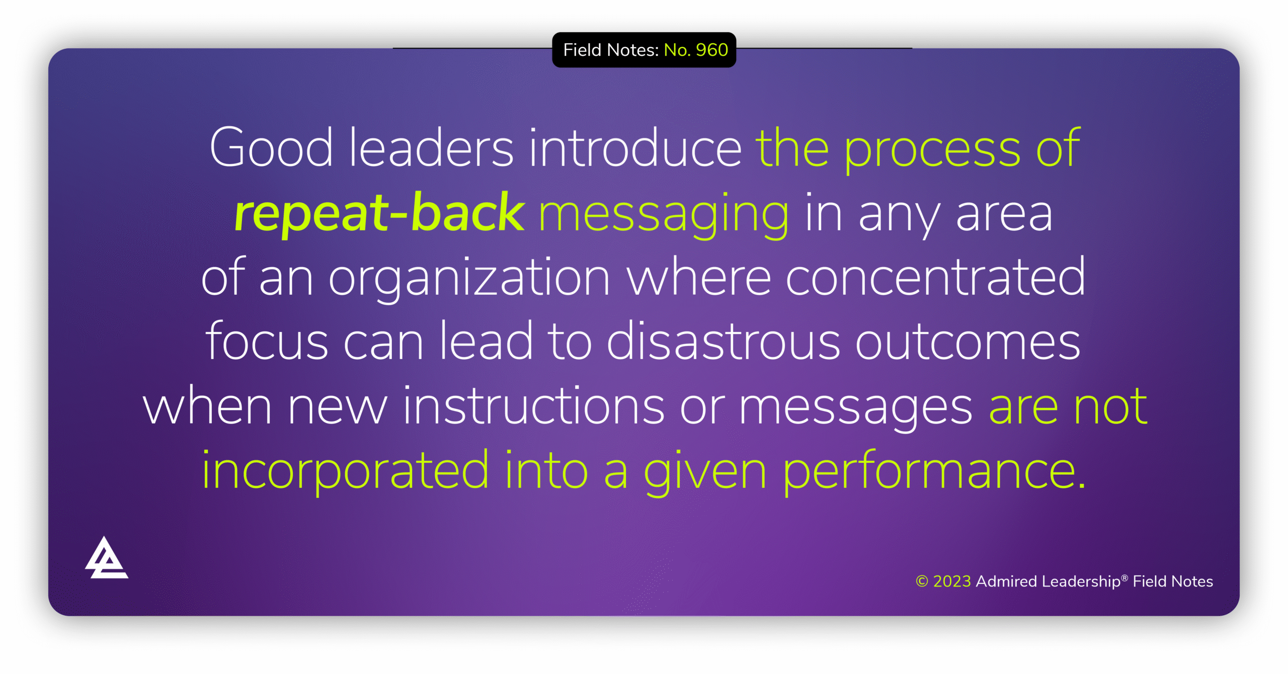 Concentrated Focus and Repeat-Back Messages
