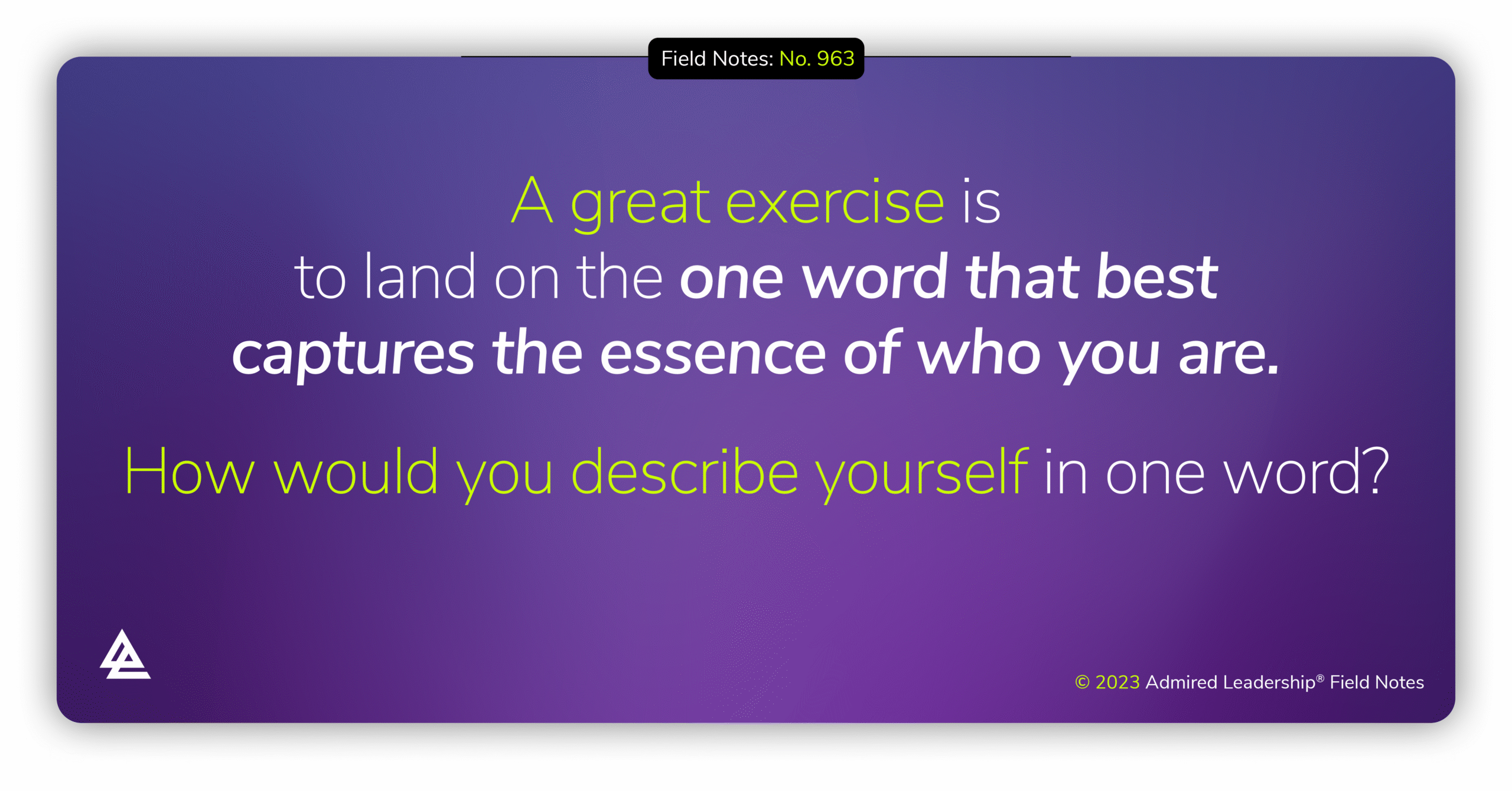 How Would You Describe Yourself in One Word?