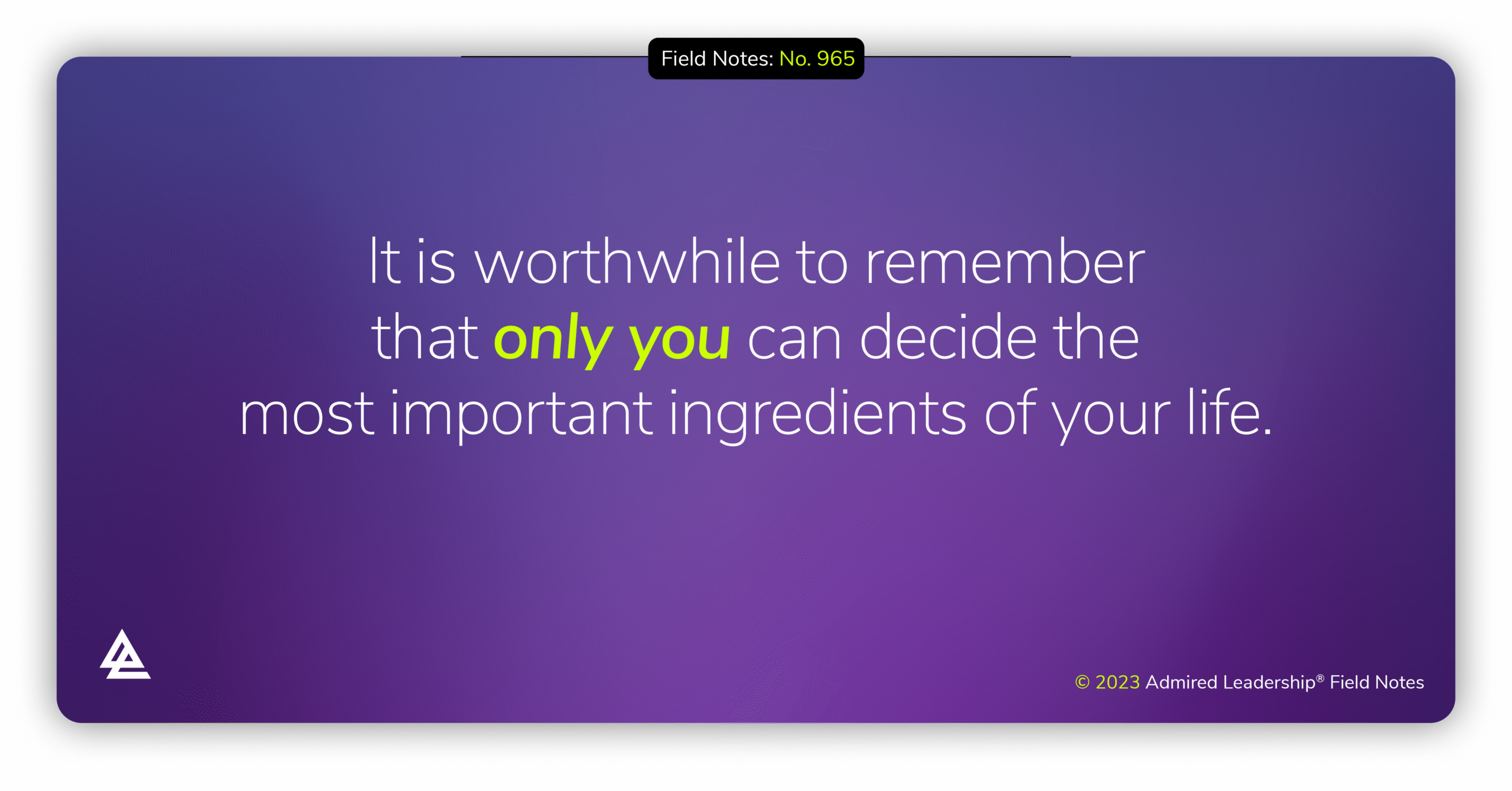 Choices Only You Can Make