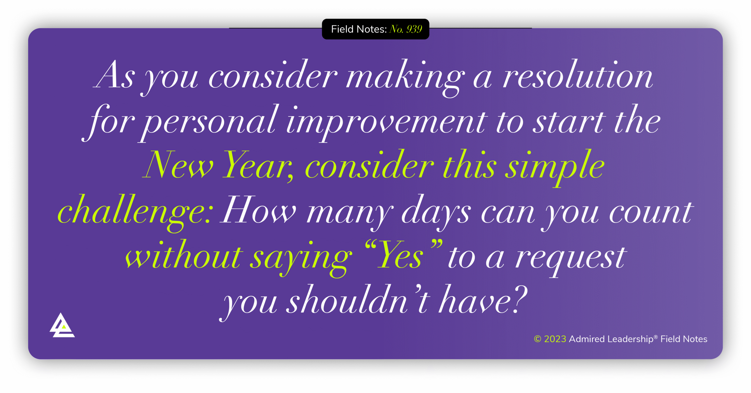 A New Year Challenge