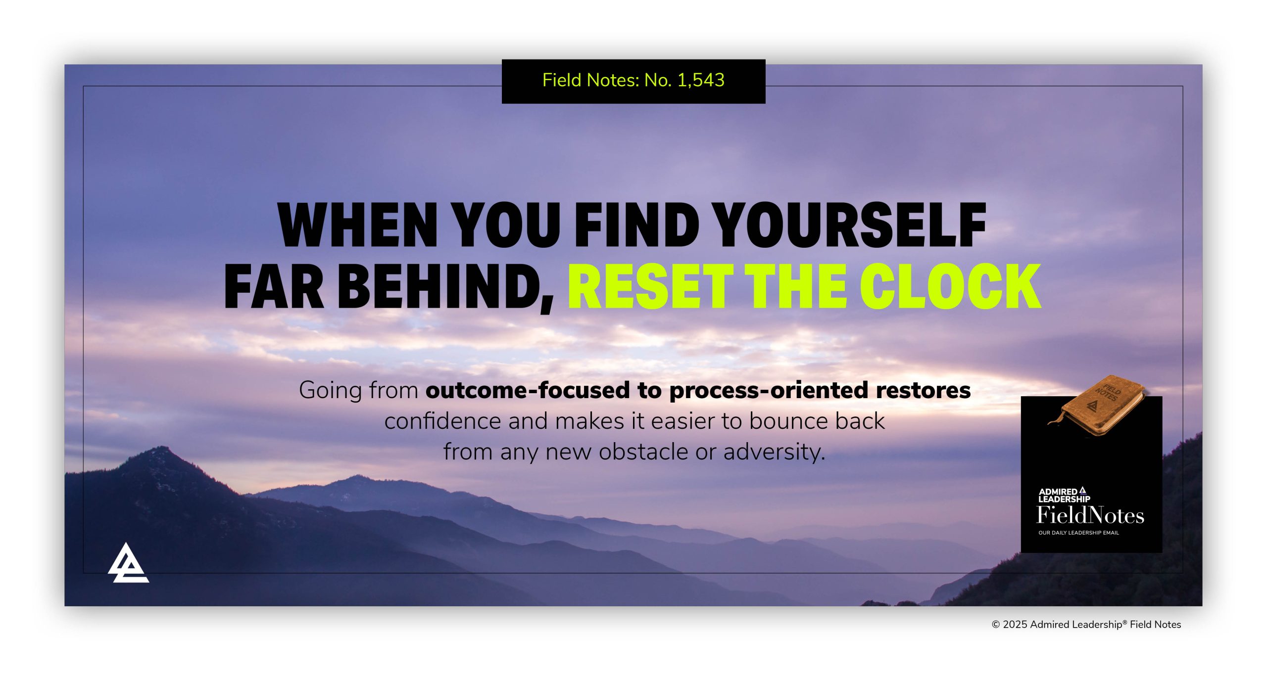 When You Find Yourself Far Behind, Reset the Clock