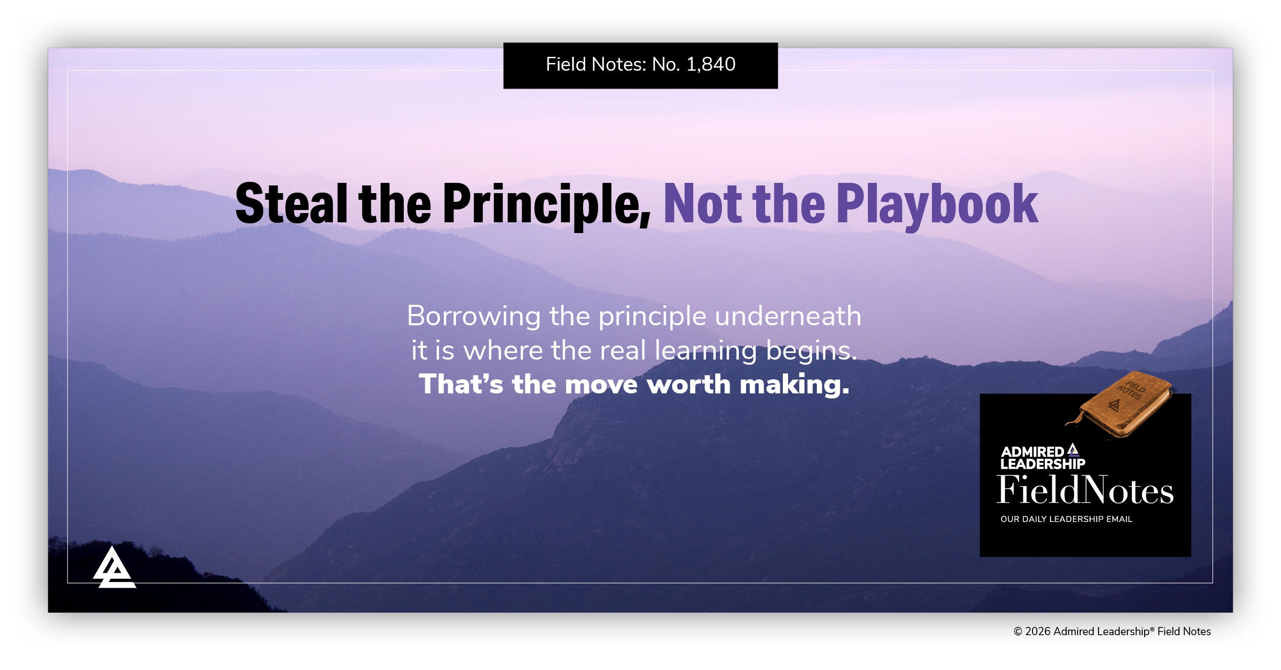 Steal the Principle, Not the Playbook